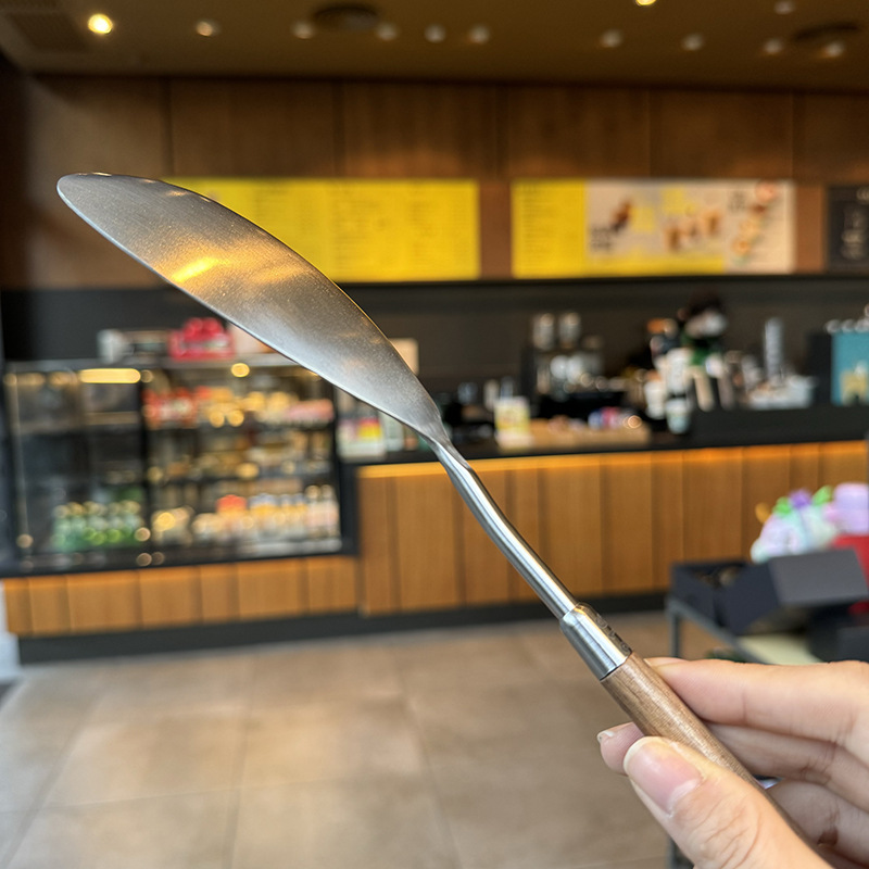 【Estilo Retro de Lujo Ligero】Espátula de Madera de Nogal y Acero Inoxidable 316, Cuchara para Servir, Espátula de Cocina, Cuchara Multiusos para Mezclar y Servir Arroz