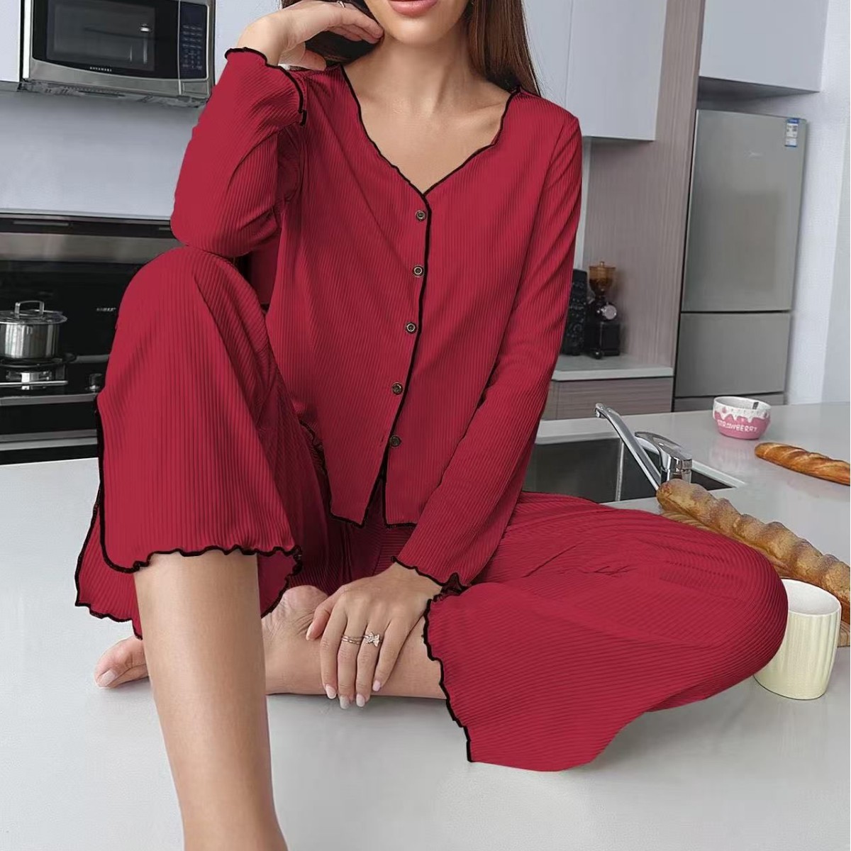 2025 New Home Pajamas for Women Spring New Ins Casual Women Can Wear Thin Home Clothes 7039