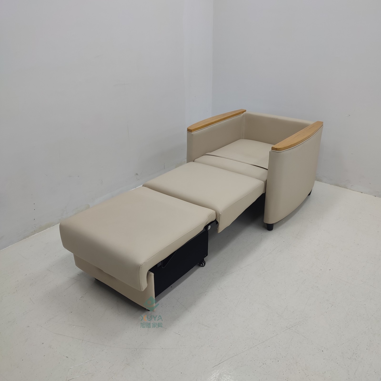 Art de cuero plegable sofá cama estudio oficina cama de almuerzo hospital acompañante almacenamiento cama muebles médicos image 4