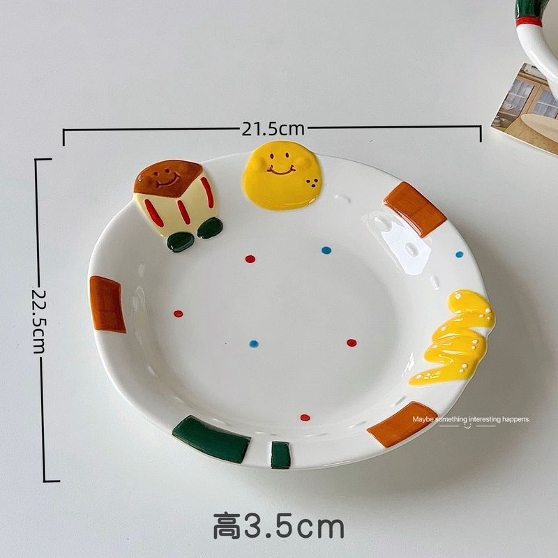 かわいい陶磁器の茶碗の碗の皿のセットの女子学生の高い顔の値のヨーグルトの碗の朝食の碗の家庭用ネットの赤い食器の皿の碗|undefined