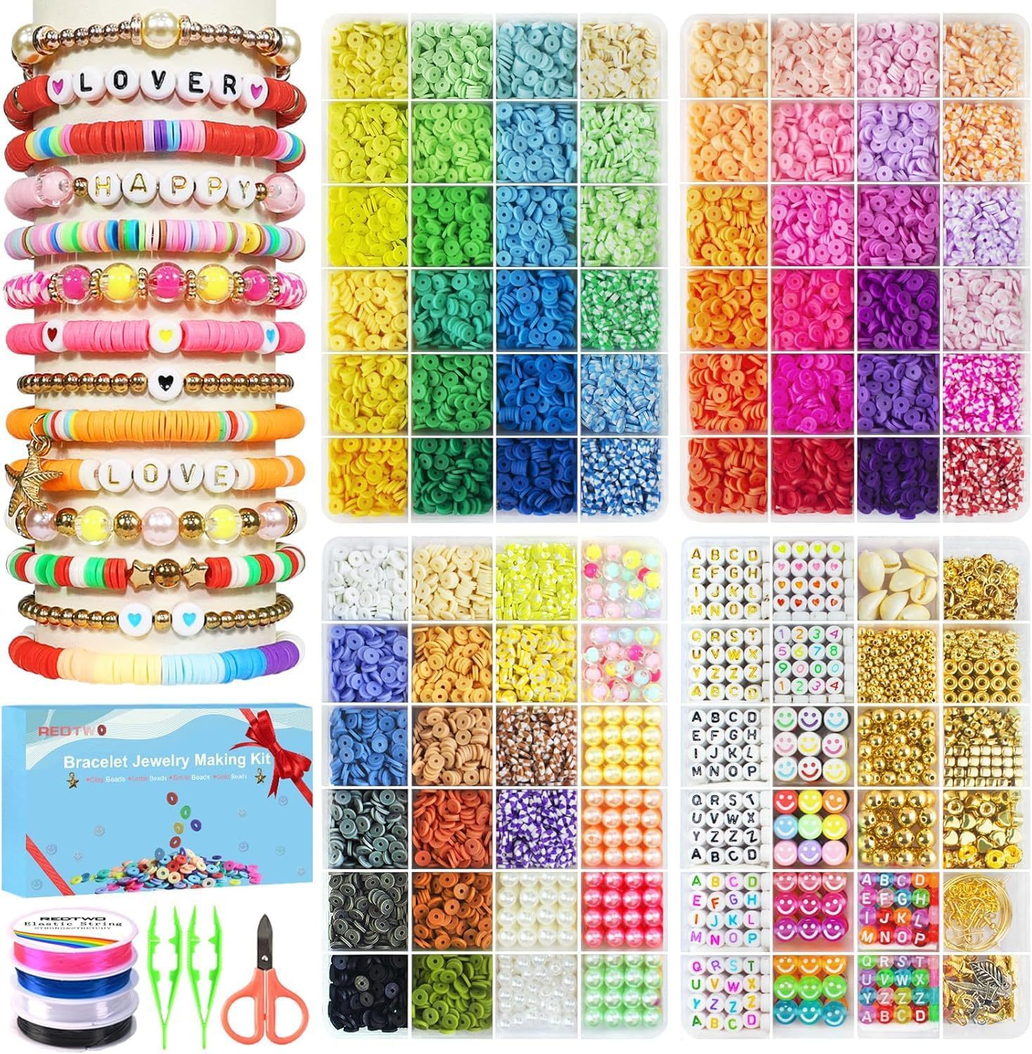 Ventas transfronterizas calientes de 6mm de cerámica blanda letras cuentas de cuentas de color cuentas de cerámica blanda caja de pulseras de chicas conjunto de combinación DIY