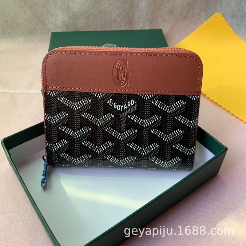 2025 Goyard Wallet with Dog-Tooth Zipper, Multiple Card Slots, Multifunctional Card Holder, Short Style, Double Zipper, Portable
