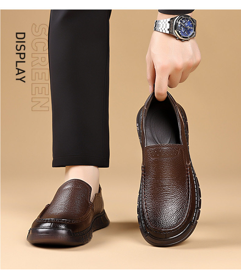 Giày da lười nam da bò thật khâu tay đế mềm, gót thấp 1-3 cm — DT5621 màu nâu, DT5621 màu đen chi tiết 18