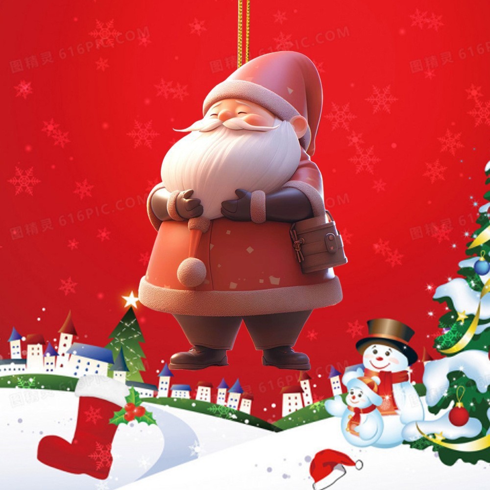 2025 Navidad transfronteriza nueva serie de Papá Noel colgante acrílico plano decoración creativa del árbol de Navidad