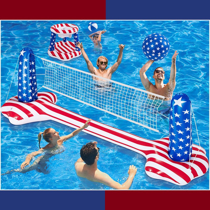 Water inflatable American flag volleyball stand basketball stand swimming pool water playing Entertainment game toy floating row wholesale