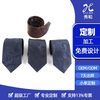 定做佩里斯花纹男士涤丝腰果花领带 1200针企业LOGO定制商务领带