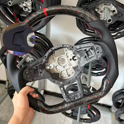 R series carbon fiber — Steering wheel - forged-red-foil-semi-perforated-without-holes