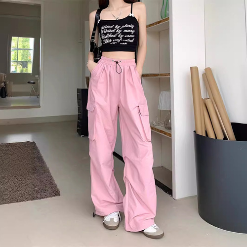 Work pants, women's clothes, thin, high-waist, wide-leg pants, spring, new style, loose sun-proof casual sports pants
