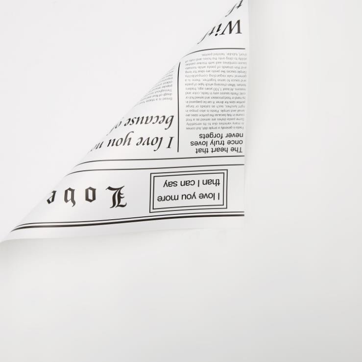 Flower Party Factory Nuevo periódico en inglés Papel de embalaje de flores Sentido de alta calidad Florería impermeable Papel de embalaje de flores Papel de embalaje de ramo