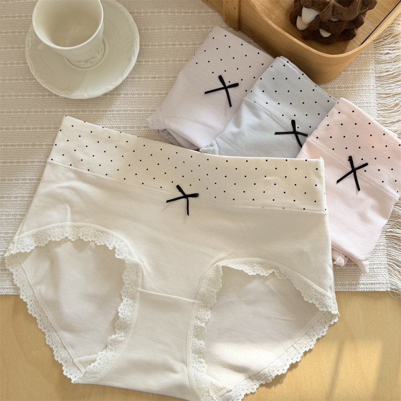 Lady Underpants Polka Dot Pure Color Simple Girly Cute Style Elastic Comfortable New Women's Underwear
