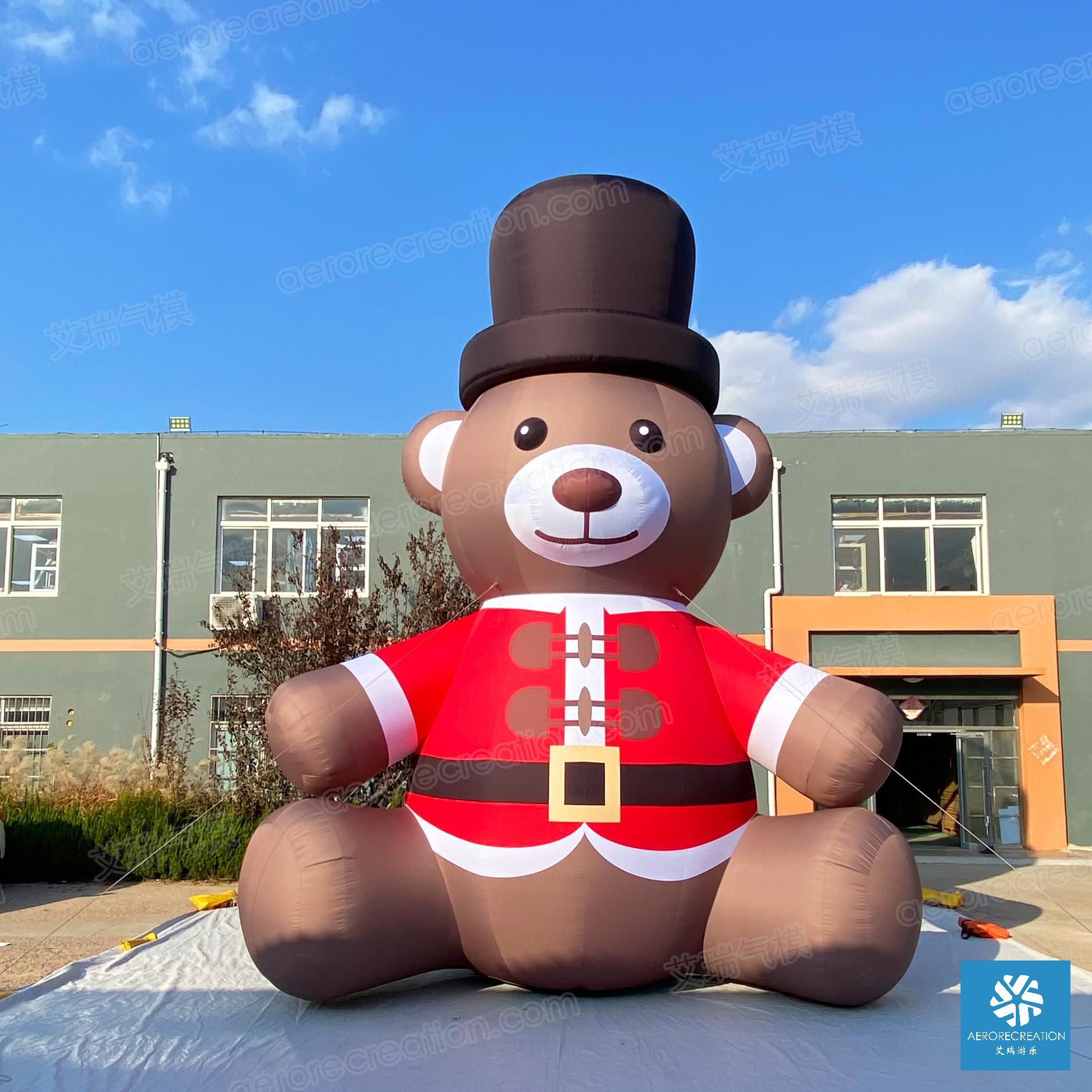 【厂家直销  批量发货】高7m 礼帽圣诞熊气模造型冬季限定氛围爆