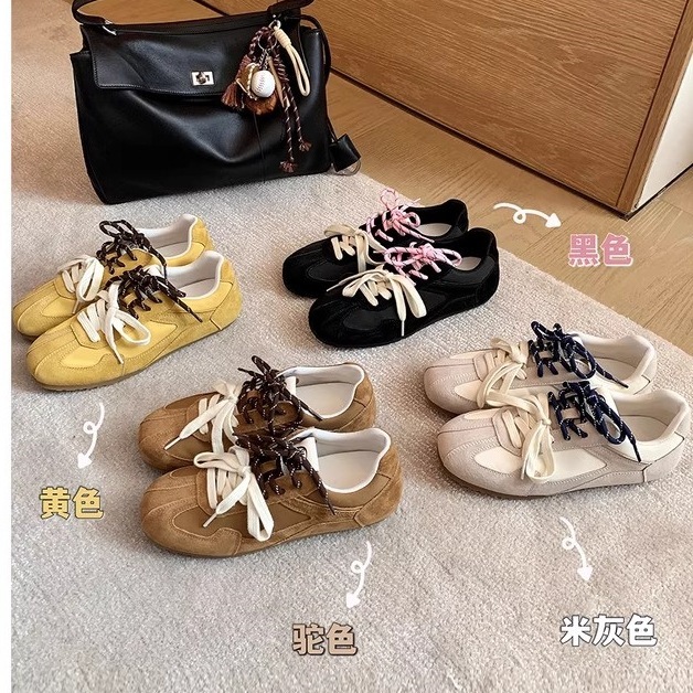 现货~苏茵茵韩国女高~鸳鸯鞋带内增高运动慢跑休闲德训鞋女阿甘鞋|undefined