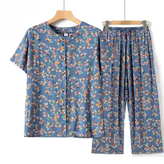 老人绵绸套装奶奶夏装冰丝衣服70岁妈妈短袖母亲节老太太薄款套装
