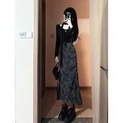 早秋穿搭一整套今年流行漂亮新品感新中式国风连衣裙子两件套装女