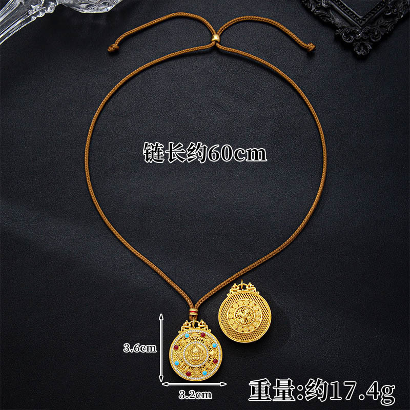 X4272 Collar del Dios de la Riqueza Amarillo con Brújula de los Ocho Tesoros - Cuerda Amarilla