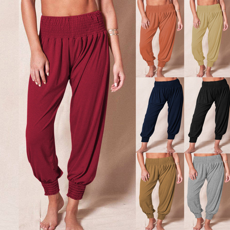 2023 European and American Cross-border New Harlan Pants Home Casual Loose Trousers Solid Color Sports Yoga Leg Pants for Women