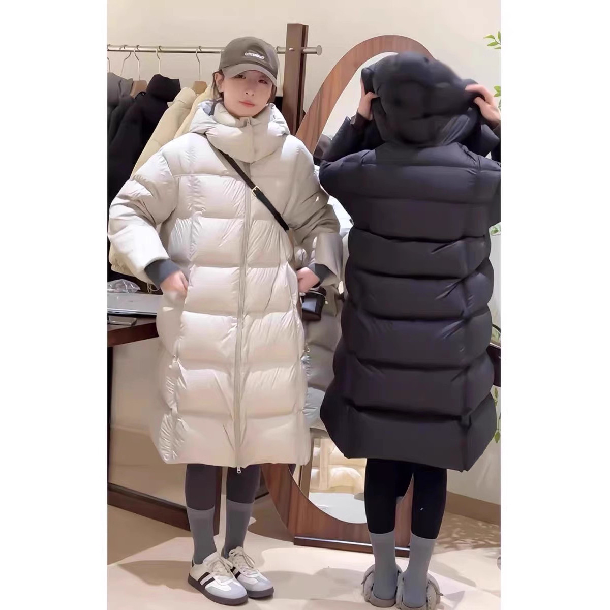 90 White Duck down Jacket Women's Long 2025 New High-End Thickened Warm Extremely Cold Hooded Bread Jacket