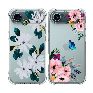 四角防摔TPU适用于苹果iPhone 17 pro max手机壳彩绘蝴蝶叶子花朵