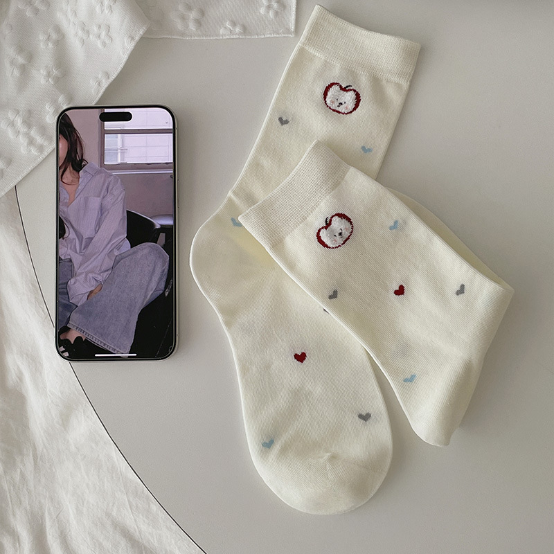 卡通袜子女2025秋季新款可爱中筒袜无骨日系堆堆袜女植绒小狗袜子|undefined