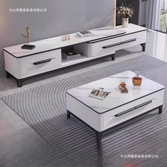 スレートテレビキャビネットモダンシンプルコーヒーテーブル組み合わせ無垢材小さなアパートリビングルームホームフロアライト高級電気新北黄
