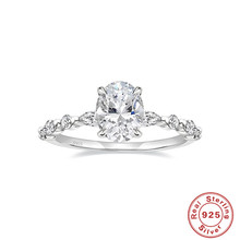 S925纯银戒指椭圆形切割立方氧化锆订婚戒指单石光环承诺戒指女士