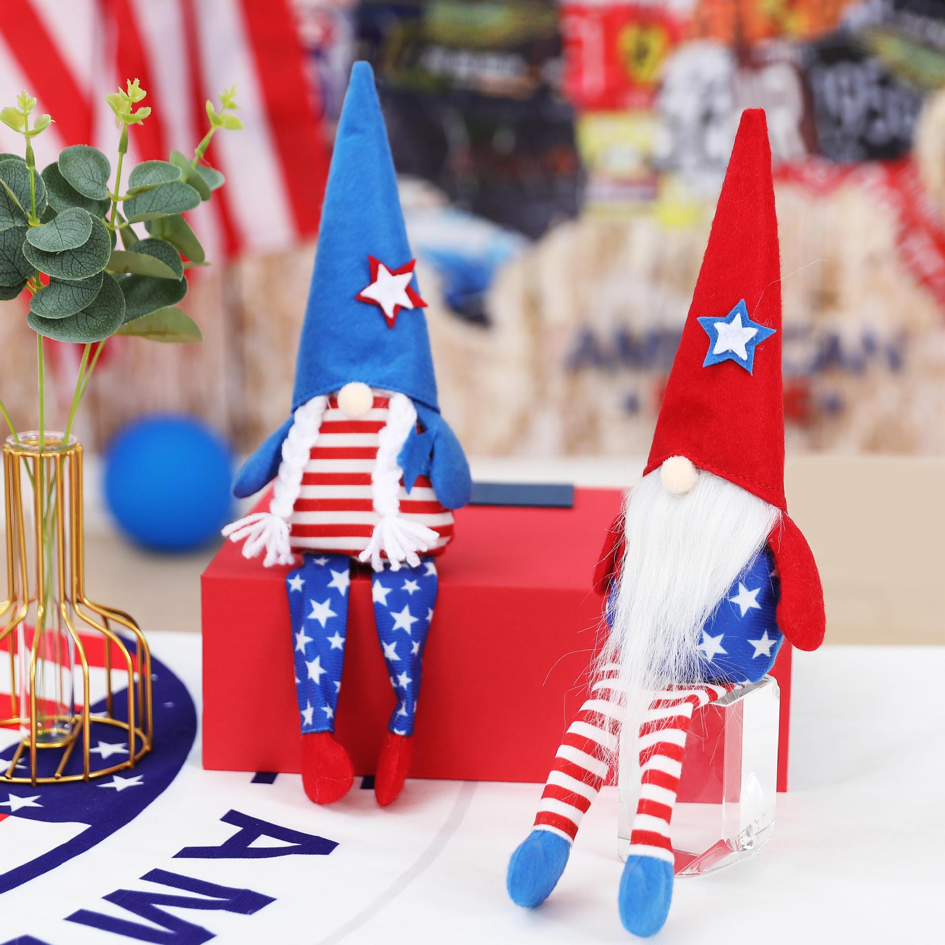 American independent new product pointed hat long legs five-pointed star dwarf couple plush doll ornament gift Rudolph