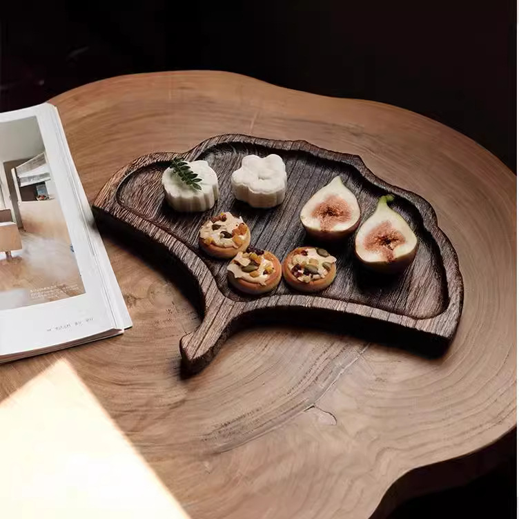 Bandeja de juego de té japonés al por mayor Bandeja de fruta de aspecto de madera bandeja de té pan plato de postre bandeja de madera maciza bandeja de madera