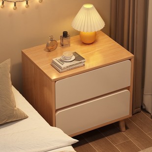 Bedside Table Small Simple Modern Side Cabinet Household Bedroom Simple Solid Wood Storage Cabinet for Rental Room Storage Rack
