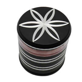 跨境金属磨烟器雕花收腰铝合金研磨器4层磨砂磨烟器碎烟器grinder