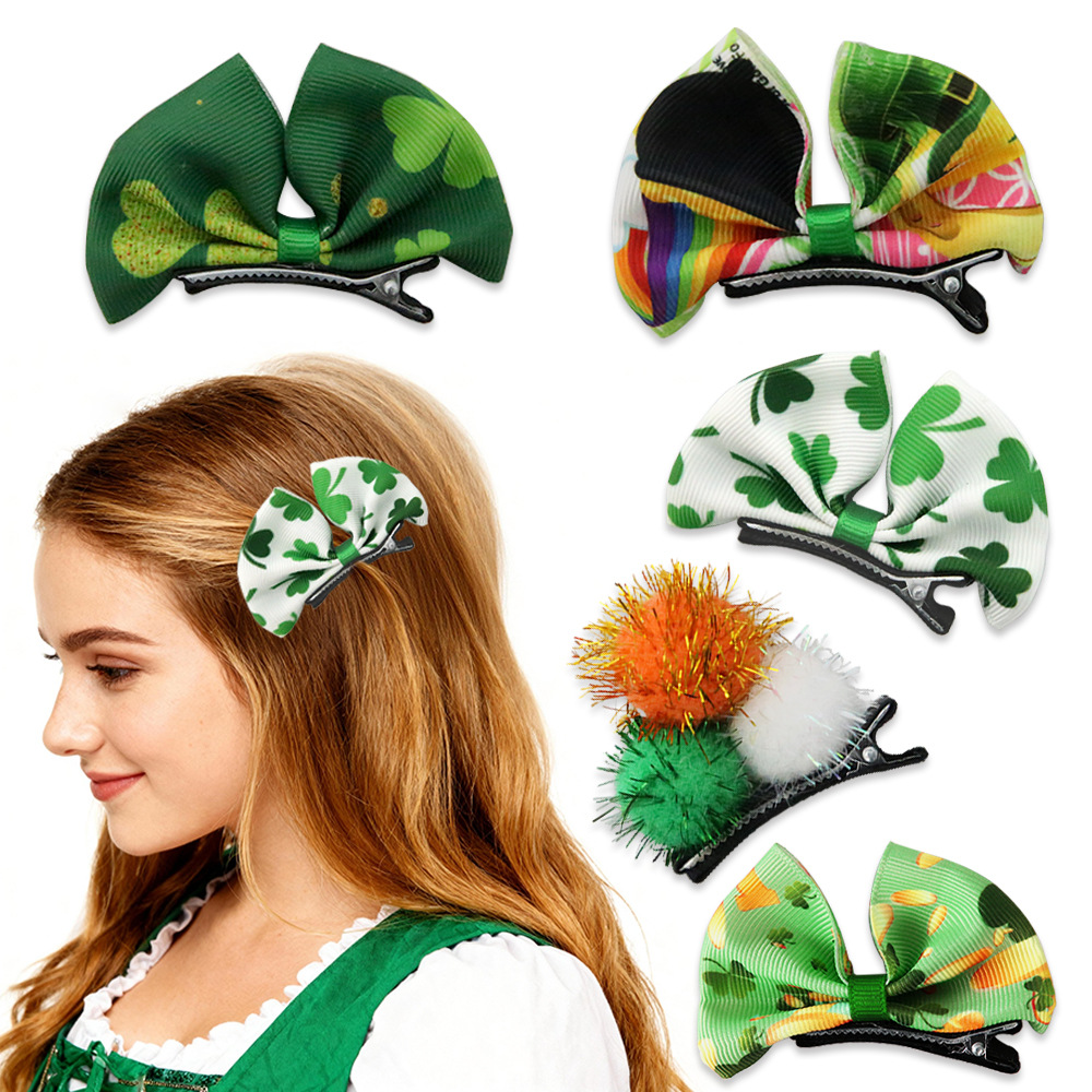 Día de Irlanda broches de cabello arco broches de cabello toque de San Patricio decoración de fiesta para niños joyas para el cabello