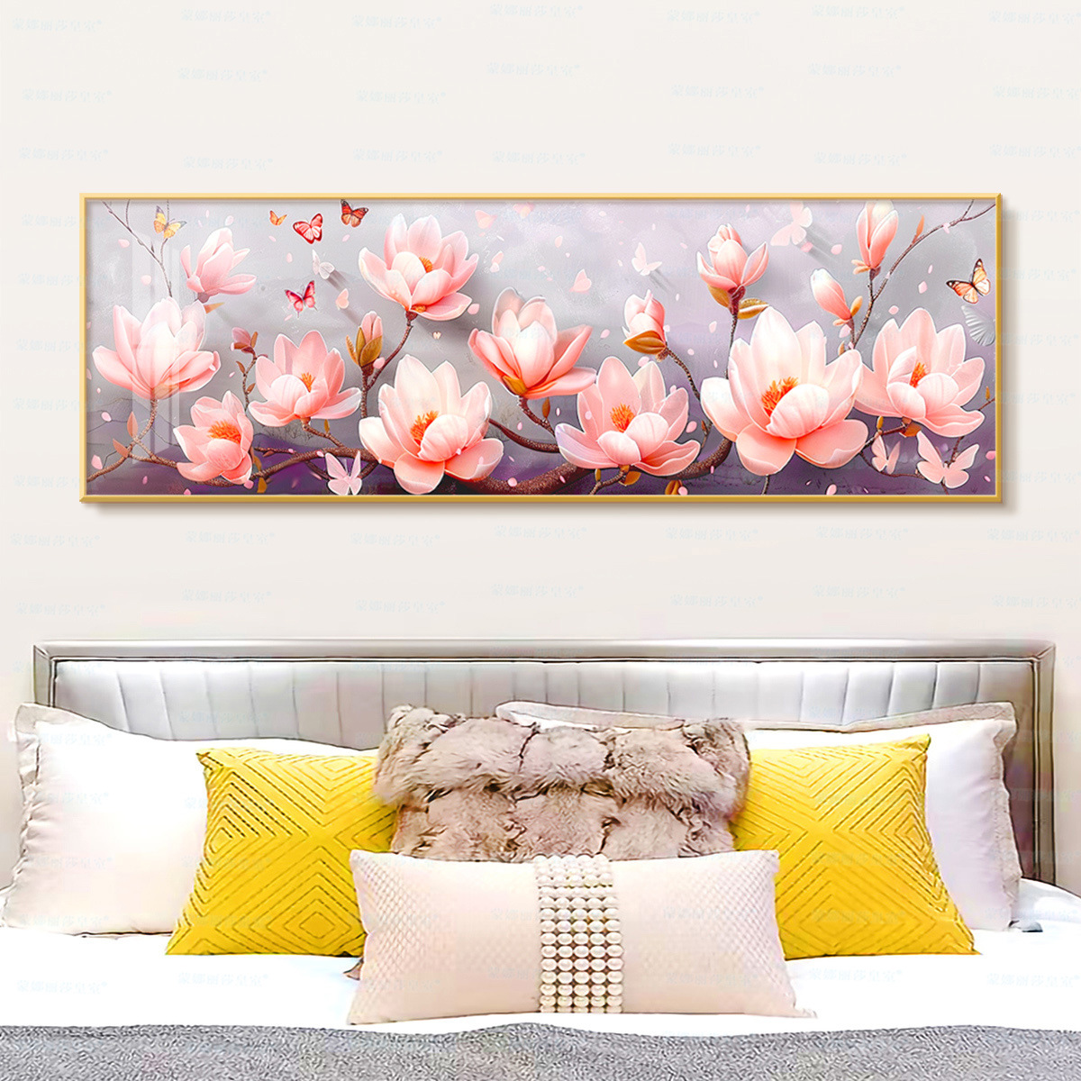[Algodón importado] Mona Lisa real bordado cruzado rosa magnolia aroma simple y fresco bordado de hilo hecho a mano