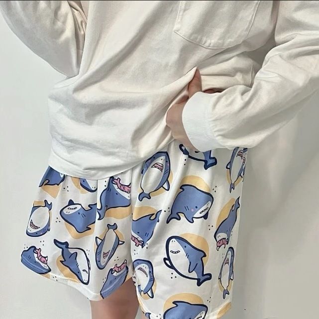Summer New Walking Pants for Couples, Korean Style Loose Home Clothes, Cartoon Pajamas, Summer Casual Shorts That Can Be Worn Outside