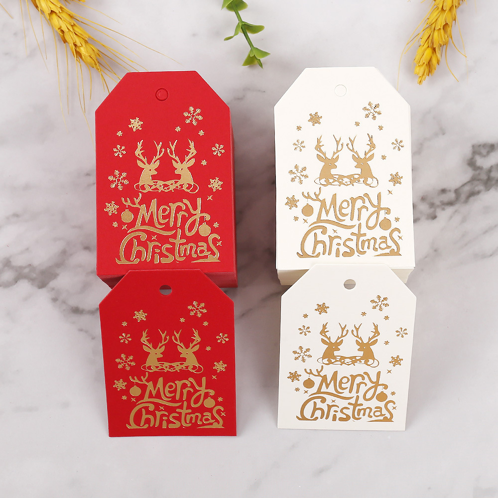 圣诞吊牌高档烫金圣诞节装饰挂牌外包装标签标牌纸类标签圣诞卡片