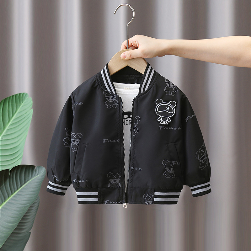 6214 uniforme de béisbol negro para niños modelos de primavera y otoño 2024 nuevo estilo de otoño para bebés chaqueta de marca de moda para niños chaqueta coreana