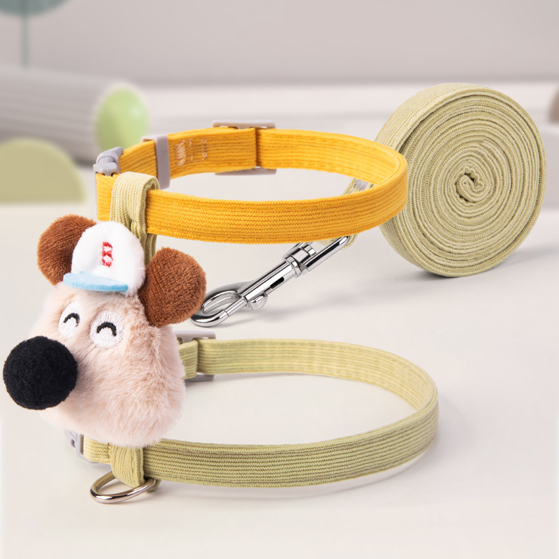 Cuerda de tracción de dibujos animados para gatos, linda salida, anti-liberación, títeres de mascotas ajustables en forma de I para perros pequeños de peluche
