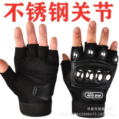 ステンレスのオートバイの騎乗の手袋の夏の半分は男の機関車の騎士のレースの転倒防止の装備の通気性のネットの布を指します。