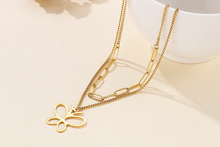 304 Stainless Steel Chain Material Wedding, Travel Occasion 304 Stainless Steel Material PVD Coated 18K Gold Plated Bow Knot Titanium Steel Fashion Waterproof Non Tarnish 304 Stainless Steel Necklace