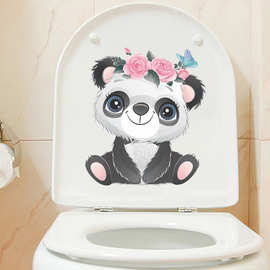 新款M-68卡通可爱小熊猫花朵粉色少女心马桶贴家居装饰墙贴纸自粘