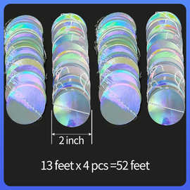 ✅镭射圆形纸片串装饰婴儿淋浴婚礼派对disco主题花环拉花彩带布