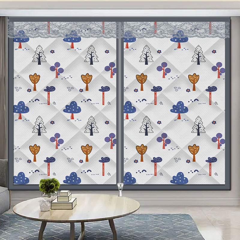 冬季棉窗帘加厚挡风防风保暖免打孔魔术贴密封窗户防冻隔音防寒