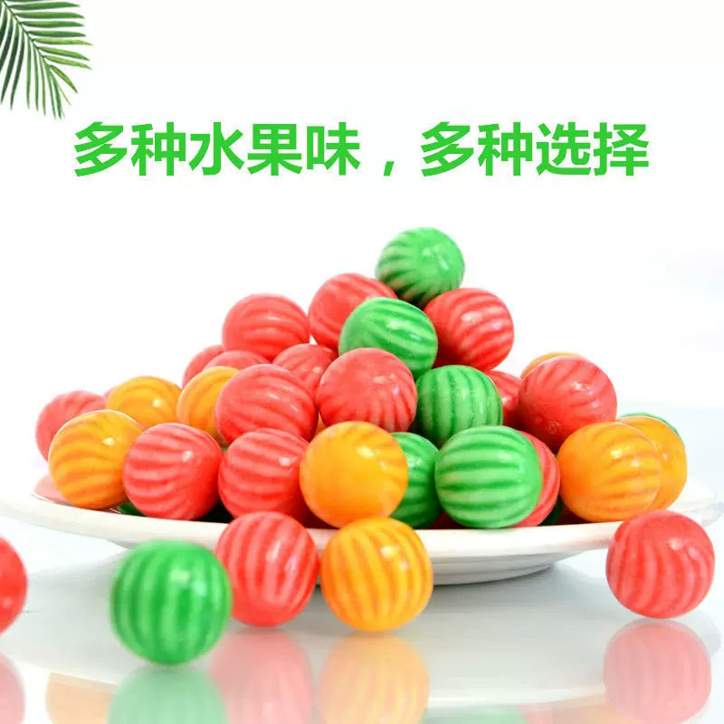 空心夹心西瓜泡泡糖批发约185颗桶装爆浆口香糖果怀跨境工厂批发