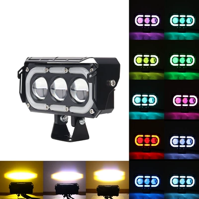 High-Brightness Motorcycle Electric Vehicle External Motorcycle headlights, headlights - white-and-yellow-flash-rgb-aperture-three-eyes