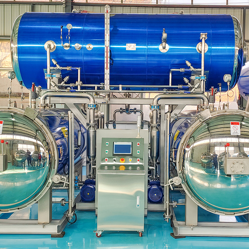 香肠两锅一罐全自动杀菌锅 鱼肠二拖一高温杀菌锅 多锅串联灭菌锅