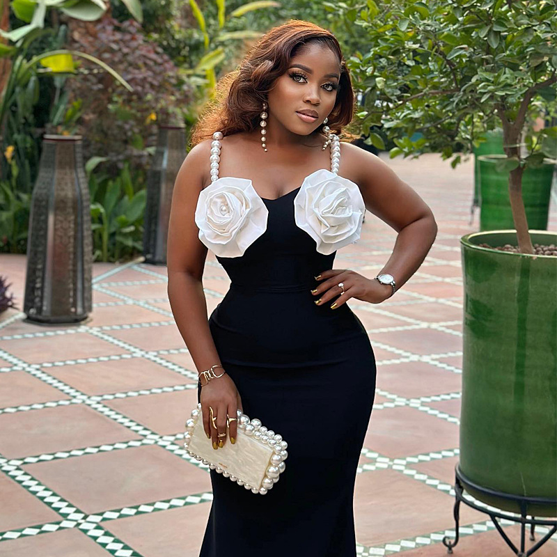 Wholesale Women's Sexy Flower Daily Date Bar Strap Sleeveless Sheath dress neck display picture 5