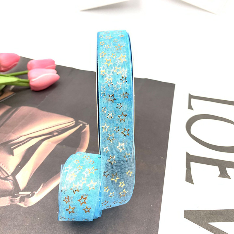 Nuevo soporte de barra de hilo de nieve transparente cinta hecha a mano láser cinta de estrella de cinco puntas cinta de embalaje de caja de regalo de flores