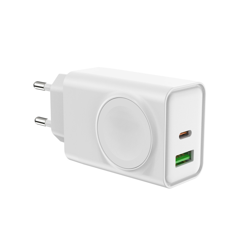 30W GaN wireless charger with magnetic attachment, compatible with Apple Watch, featuring dual ports for fast charging of smartphones and iPhones 30W GaN wireless charger with magnetic attachment, compatible with Apple Watch, featuring dual ports for fast charging of smartphones and iPhones