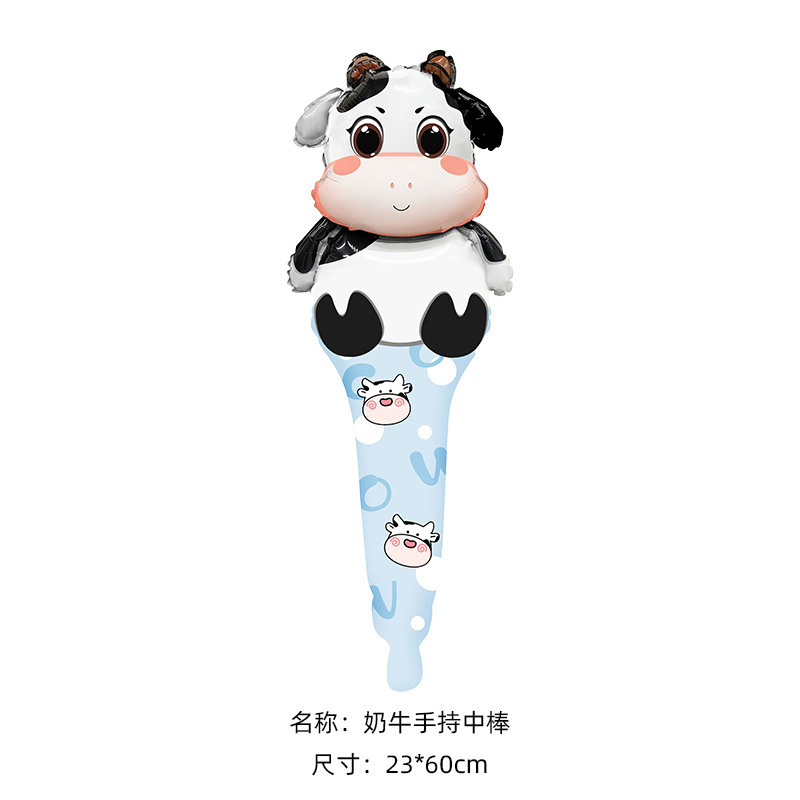 Balón de palos de mano, palos de palos en el puesto, empujando globos de aluminio, palos de mano, decorados de fiesta para niños, bolas de aluminio