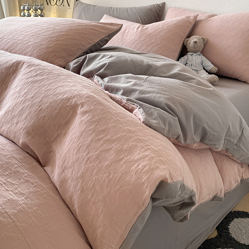 Cama de hilo de tres capas de algodón de cuatro piezas de algodón puro de alta calidad 2025 nueva ropa de cama de tres piezas