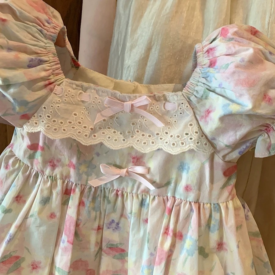 Vestido floral de siete niñas de limón salado, estilo de verano, nuevo estilo de vacaciones, niña, bebé, dulce falda de estilo occidental, un año