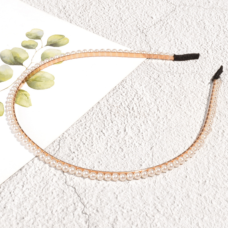80g Weight Headwear Classification Wedding, Birthday, Festival Occasion Geometric Pattern Women'S Gender Korean Fashion Pearl Thin Side Headband 4